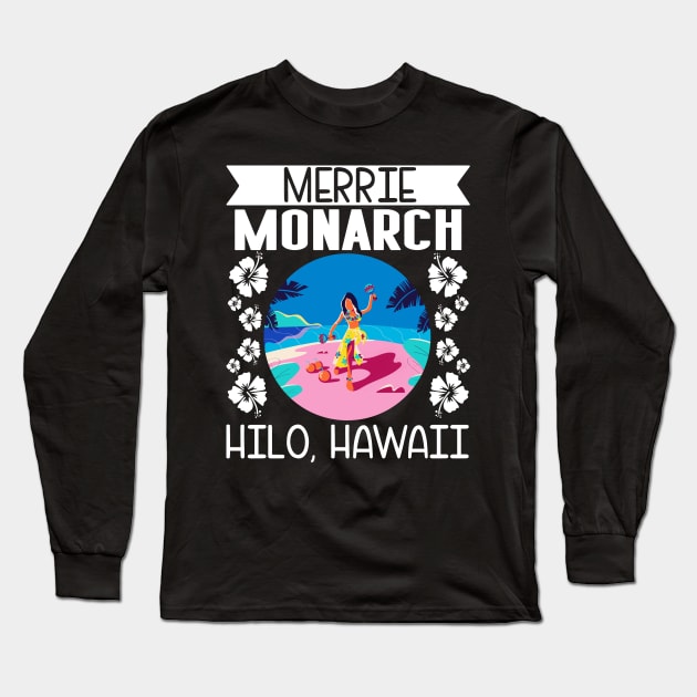 Islands Vintage Merrie Monarch Long Sleeve T-Shirt by Caskara